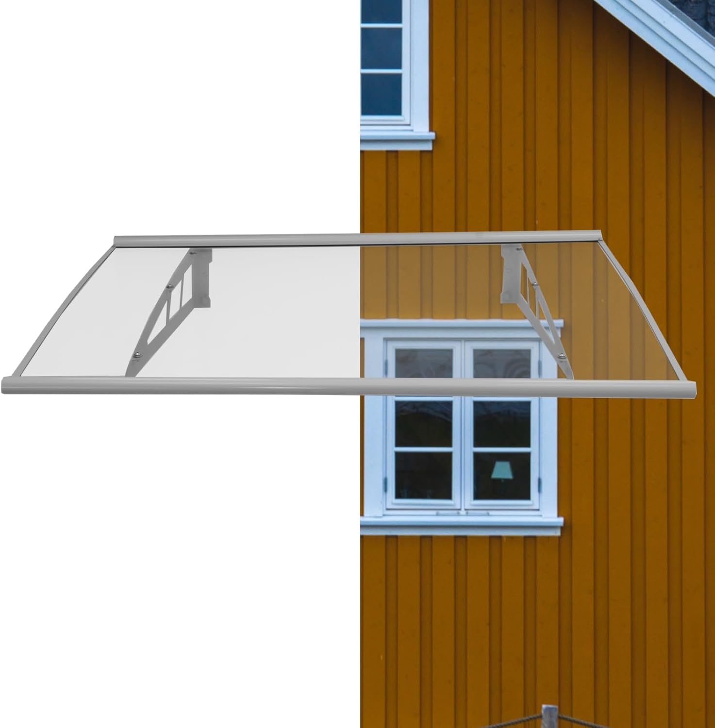 TRUTZHOLM Vordach für Haustür aus Aluminium und Polycarbonat 115 x 100 cm Haustürvordach Pultvordach Türdach Türvordach Haustür Dach