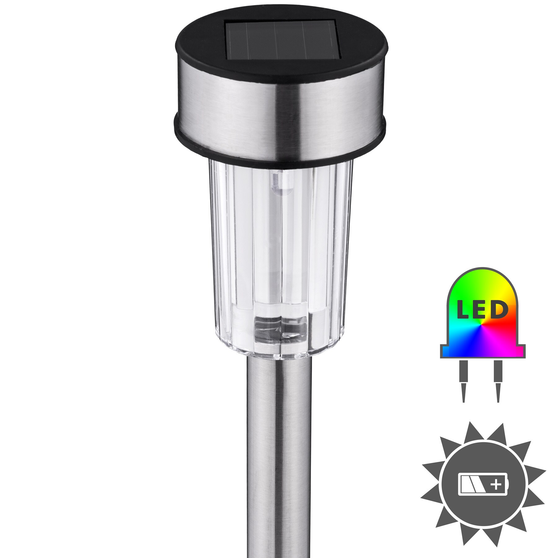 tectake® 24-er Set LED-Solarlampen, bunt, mit Erdspieß, 4,7 x 37 cm