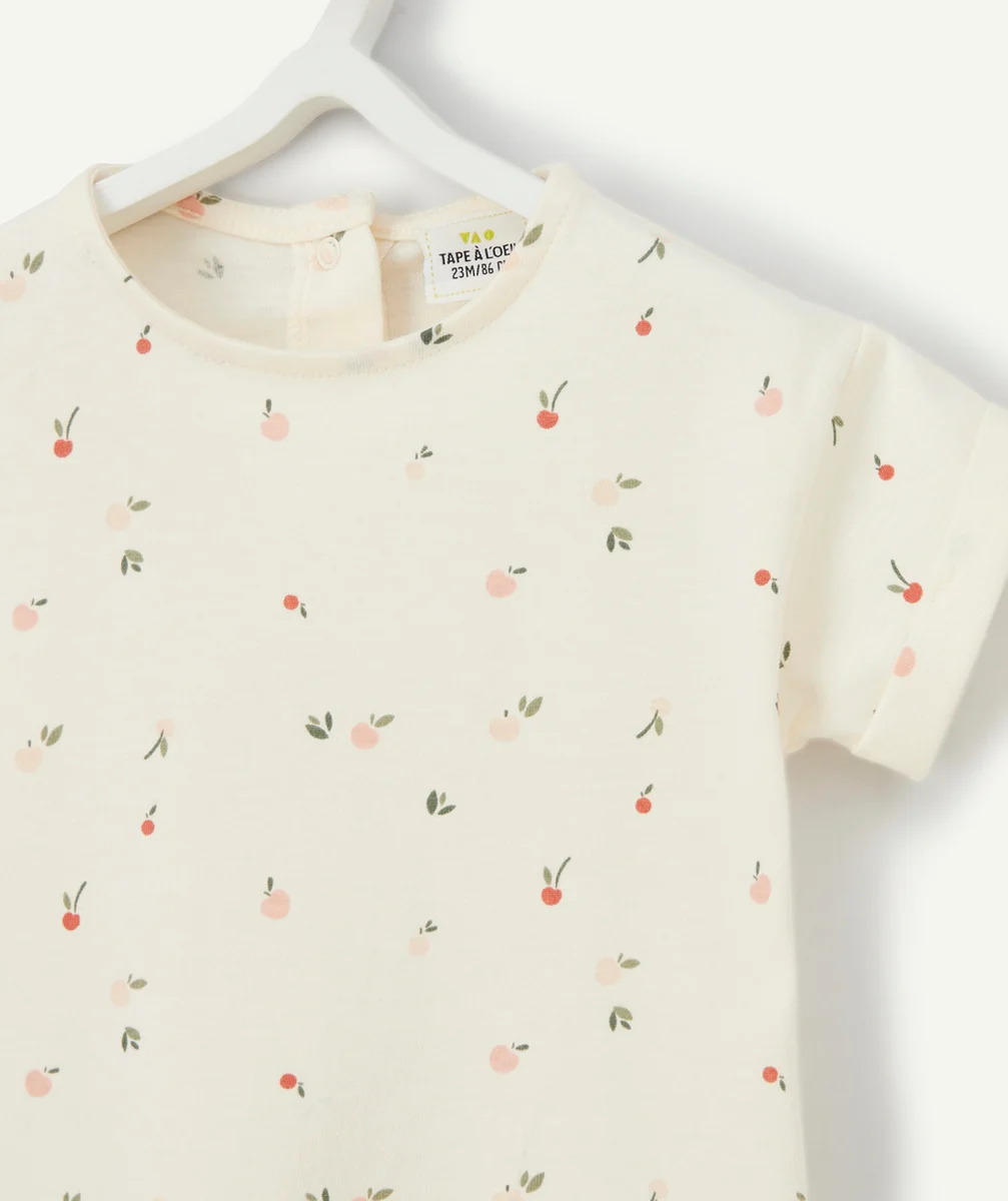 T-SHIRT ÉCRU BÉBÉ FILLE EN COTON BIOLOGIQUE IMPRIMÉ FRUITS