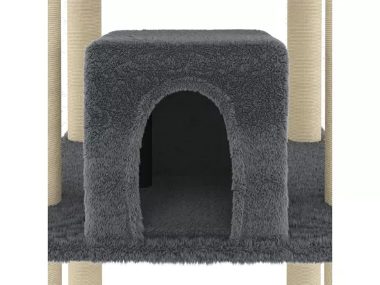 Arbre à chat avec griffoirs en sisal Gris foncé 216 cm
