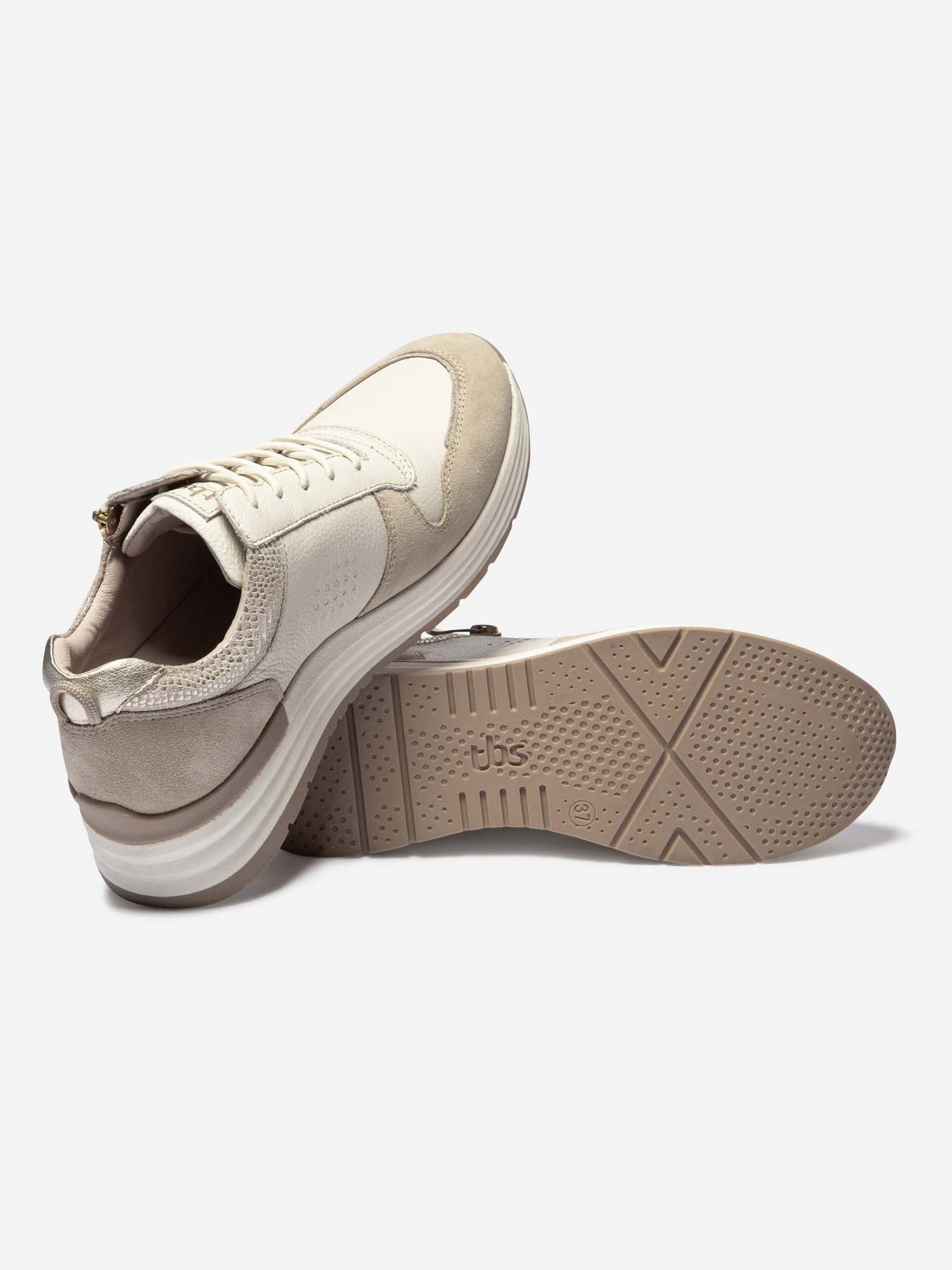 Baskets Femme Compensées et Zippées Beige