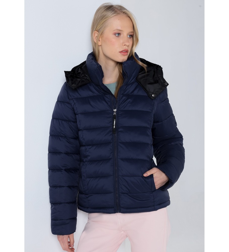 Casaco puffer acolchoado azul marinho Lois com capuz.