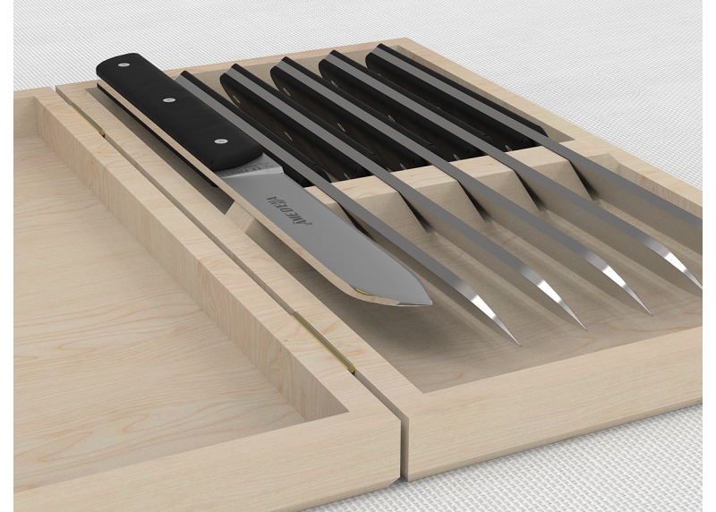 Service de 6 couteaux de table avec un manche en bois d'ébène et lame en acier inoxydable