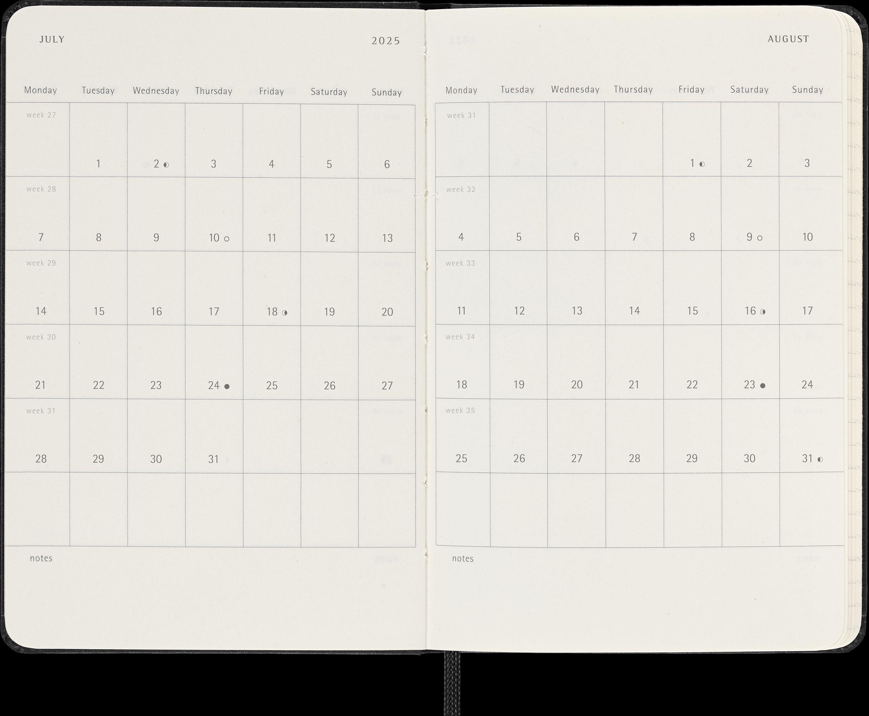 Moleskine 18 Monate Wochen Notizkalender 2024/2025, P/A6