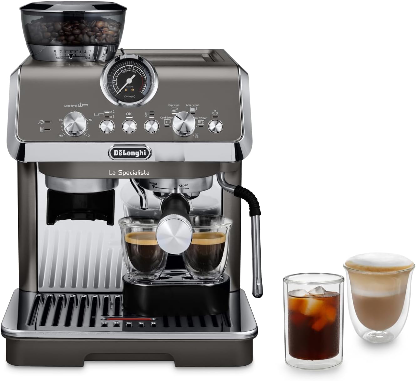 De'Longhi La Specialista Arte EC9155.MB Siebtrgermaschine, Espressomaschine mit Mahlwerk, 8 Mahlgrade, 15 Bar, 3 Temperaturen, Milchschaumdüse, 1300 W, 1,5 l Tank, Edelstahl/Schwarz inkl. Barista-Kit