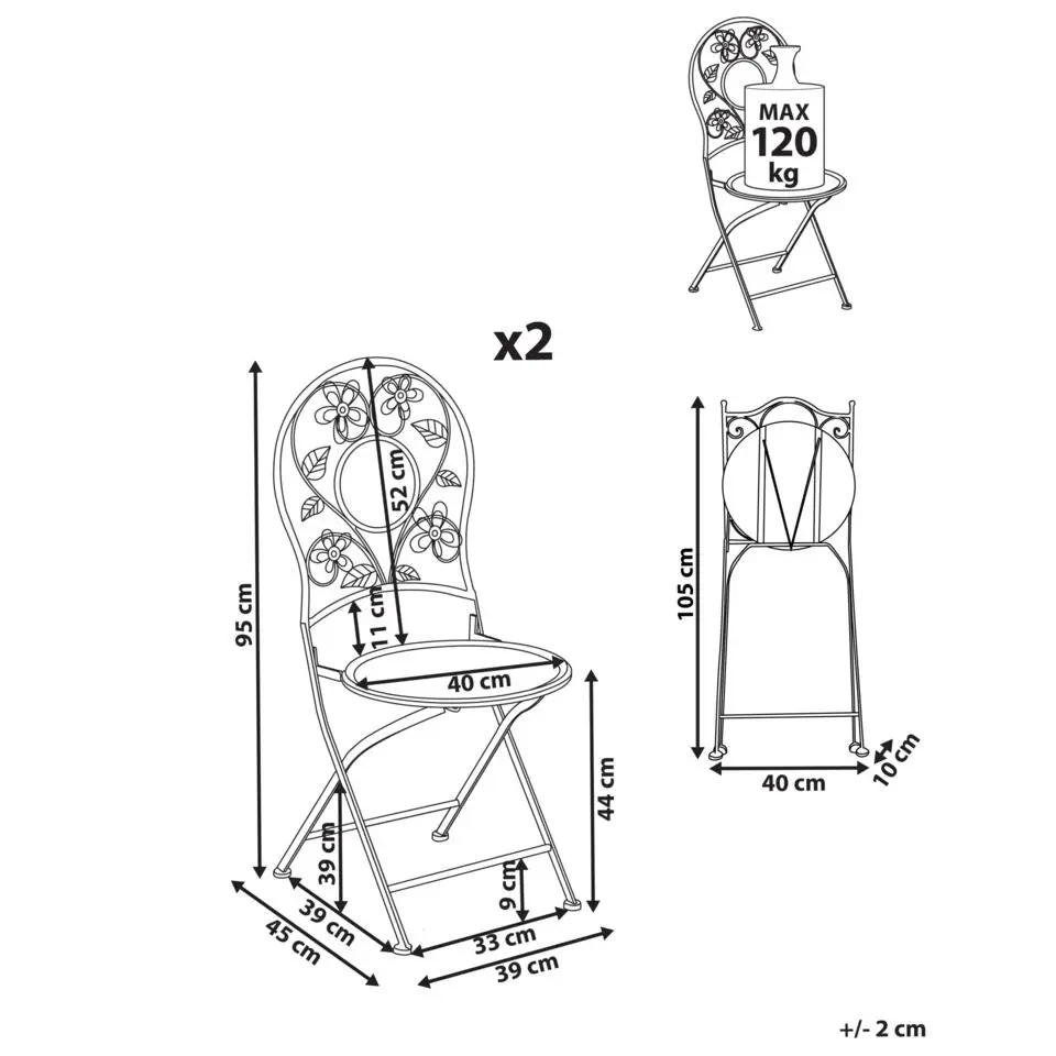 YAVIZA - Set van 2 tuinstoelen - Lichtbeige - IJzer