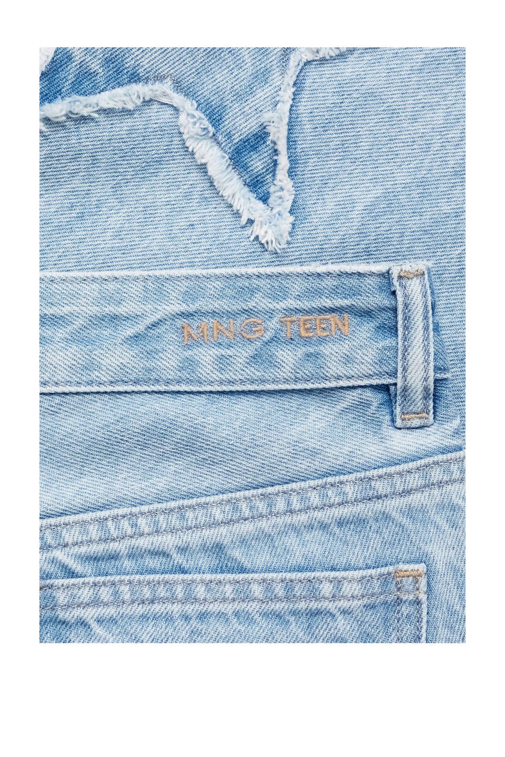 MANGO TEEN straight leg jeans met sterren lichtblauw