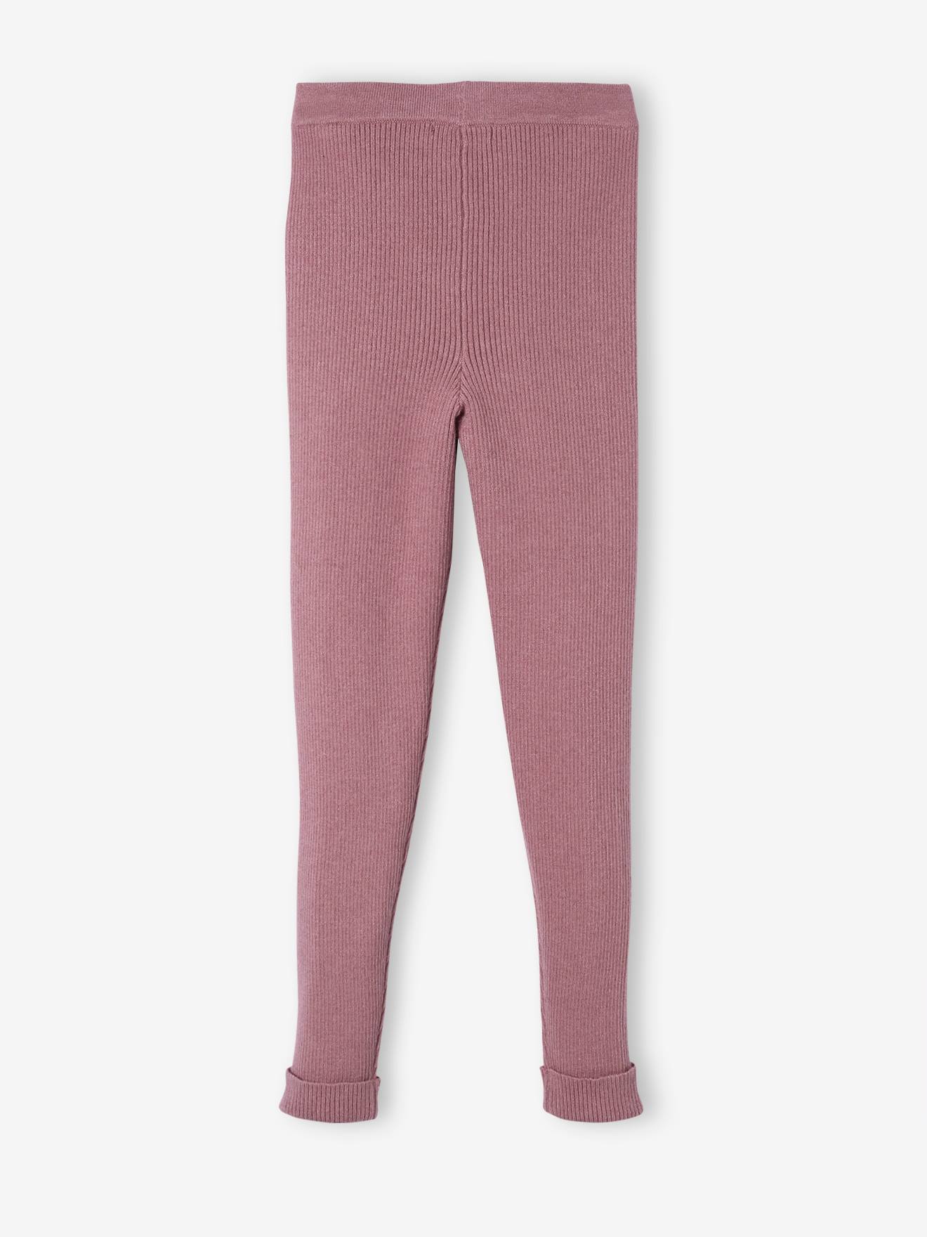 leggings de tricô, lisas, cinza escuro, para menina