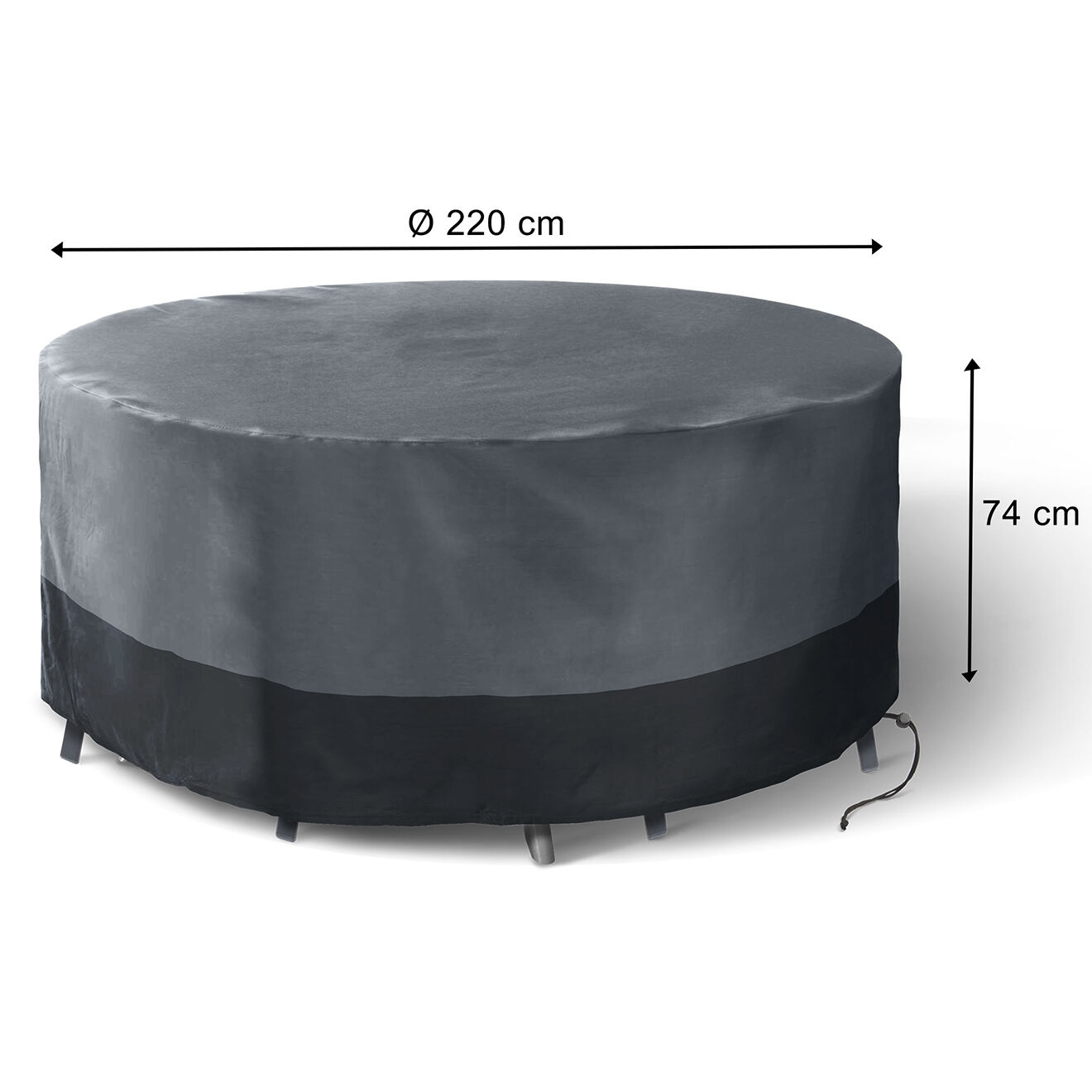 Pratik Garden Housse de protection pour table ronde + chaises gris/noir - D.220x74 cm