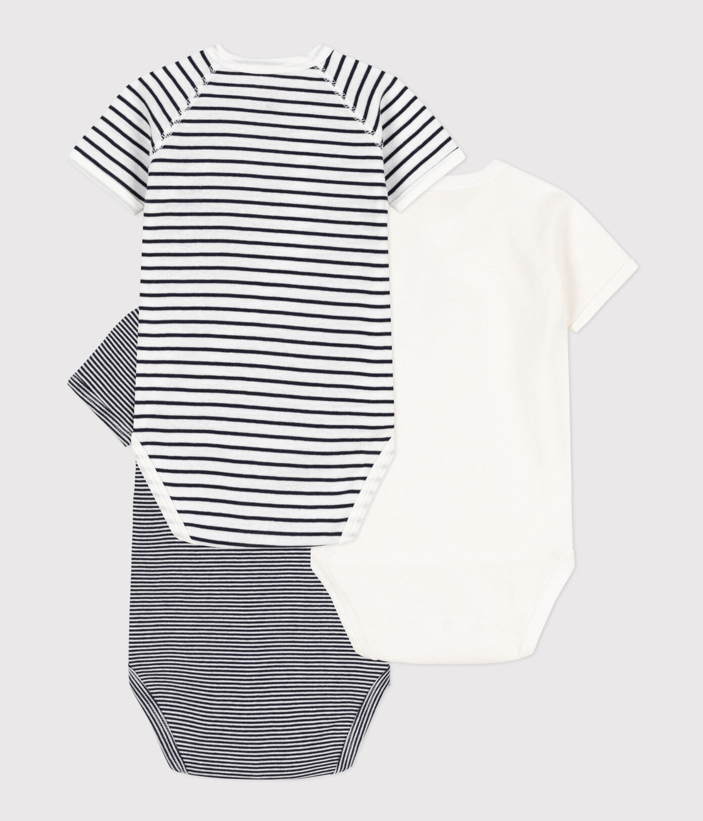 LOT DE 3 BODIES CROISÉS MANCHES COURTES RAYURES BÉBÉ EN COTON