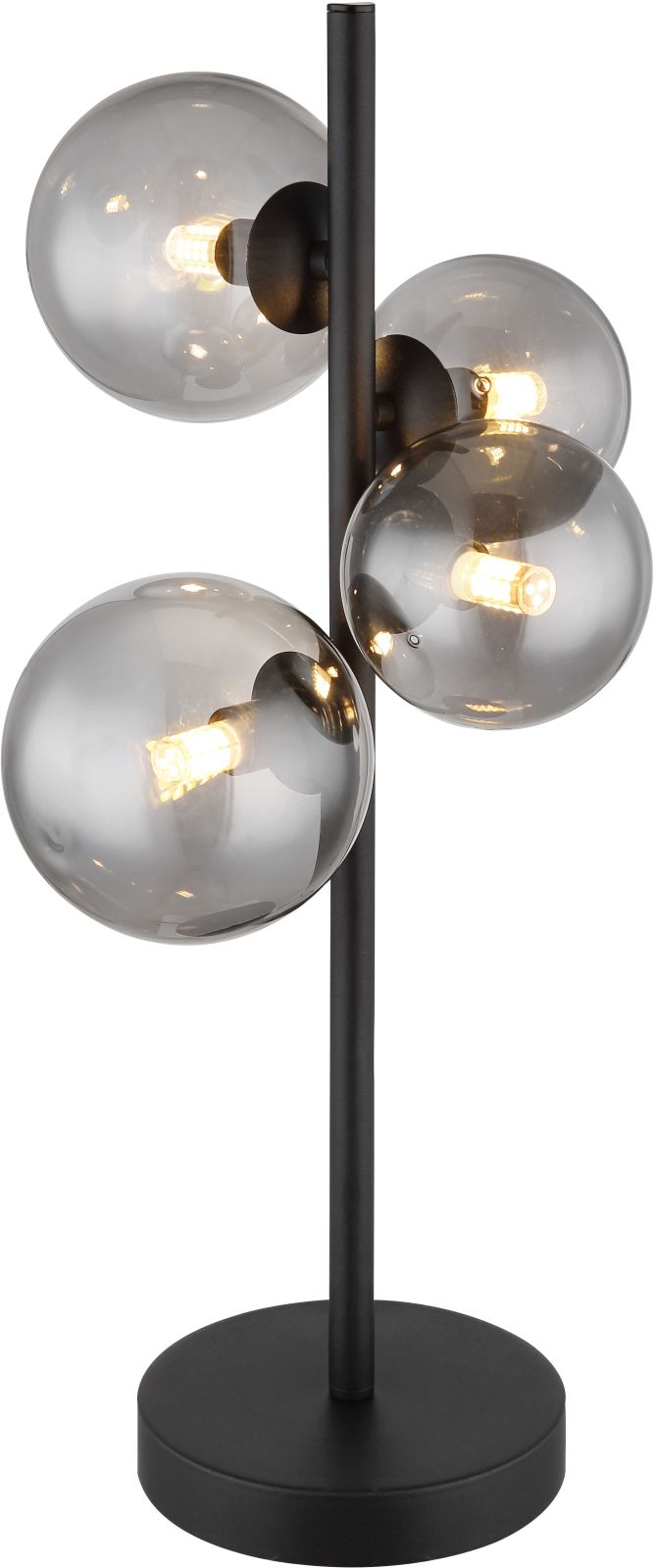 LED-Tischleuchte - schwarz matt - rauchfarben - 4-flammig