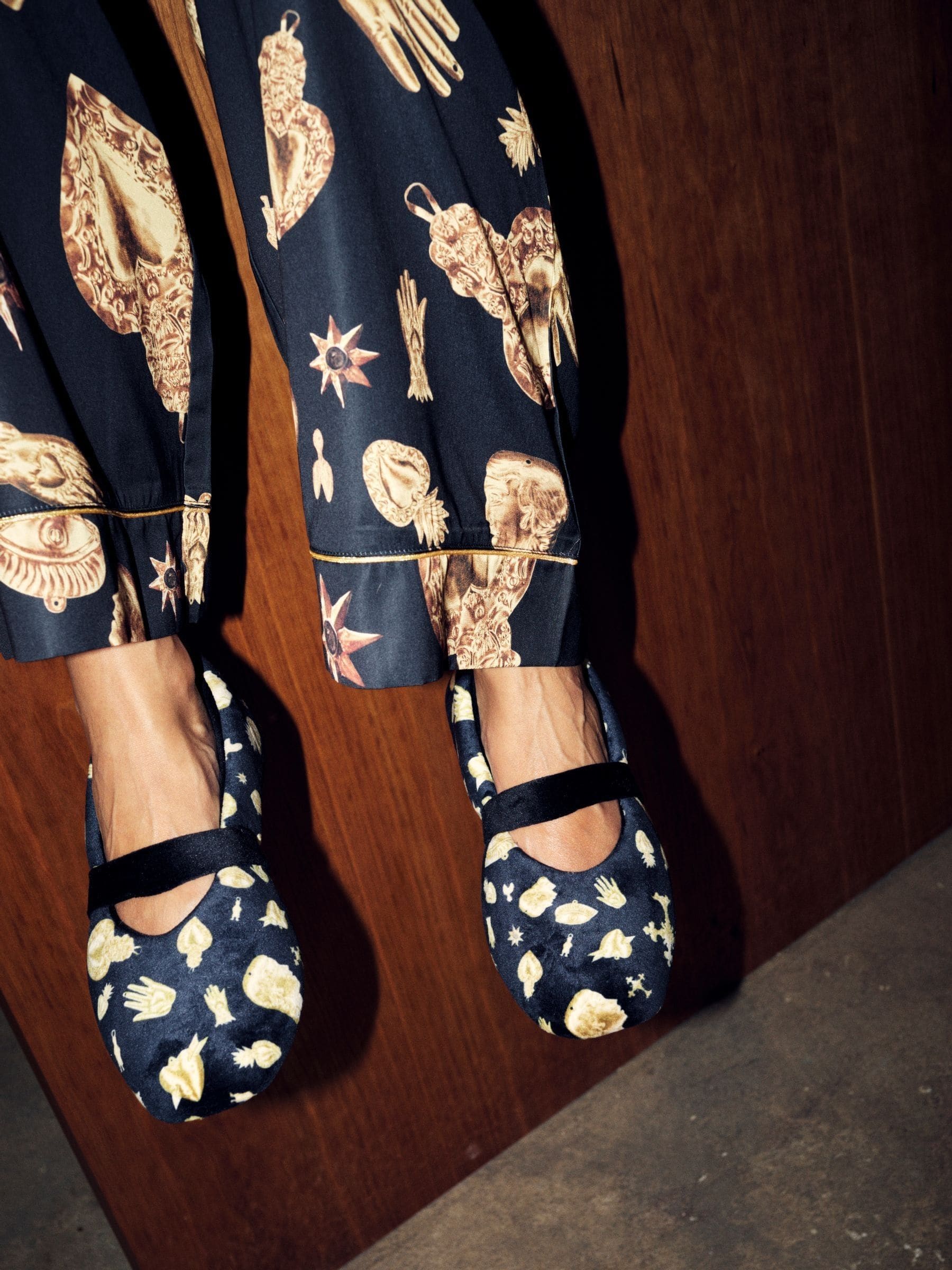 Never Fully Dressed Charm Velour Mary Jane Slippers