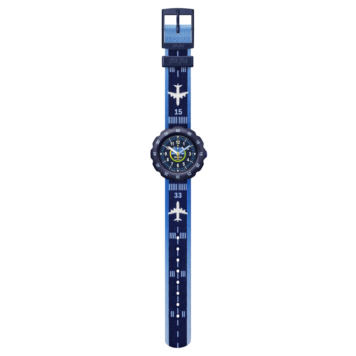 Montre FLIK FLAK Future dreams Take off enfant plastique biosourcé bracelet PET recyclé bleu