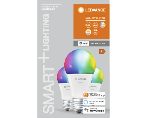 Ledvance Smart WIFI LED-lampen dimbaar A60 E27/9W (60W) mat 806 lm 2700-6500 K RGBW 3-pack
