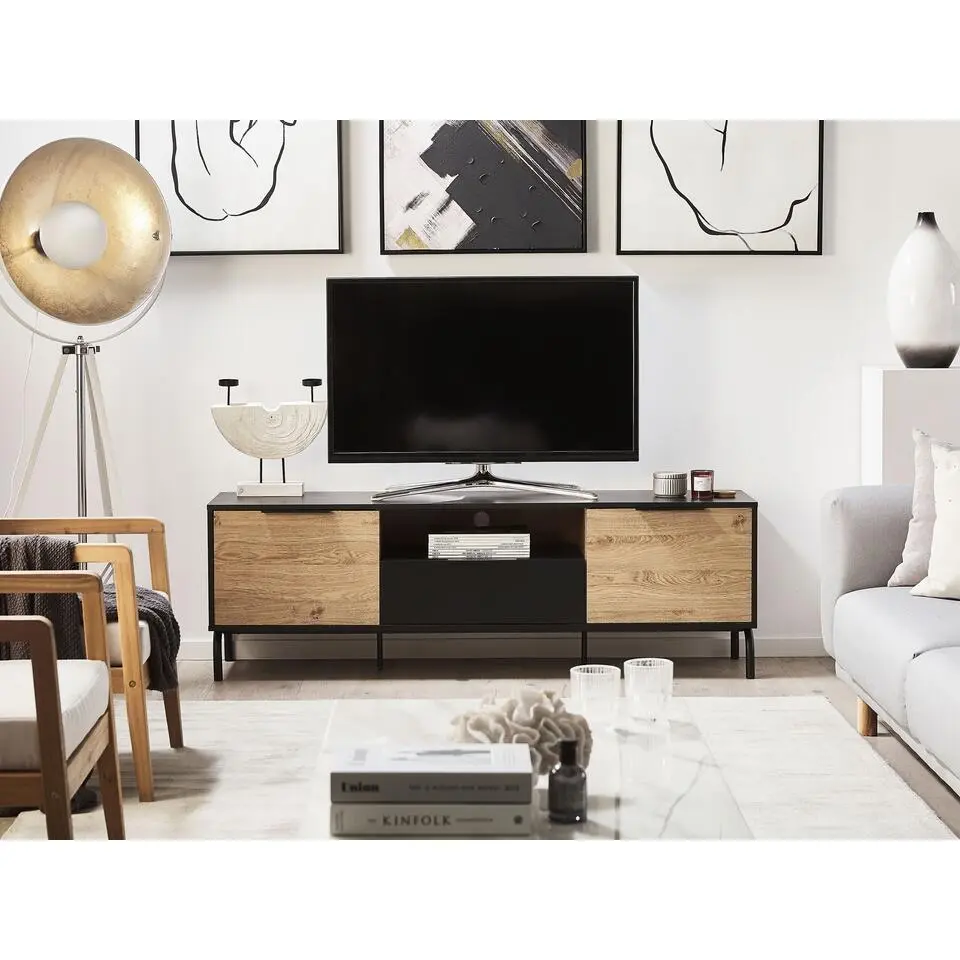 ARKLEY - TV-meubel - Zwart - Vezelplaat