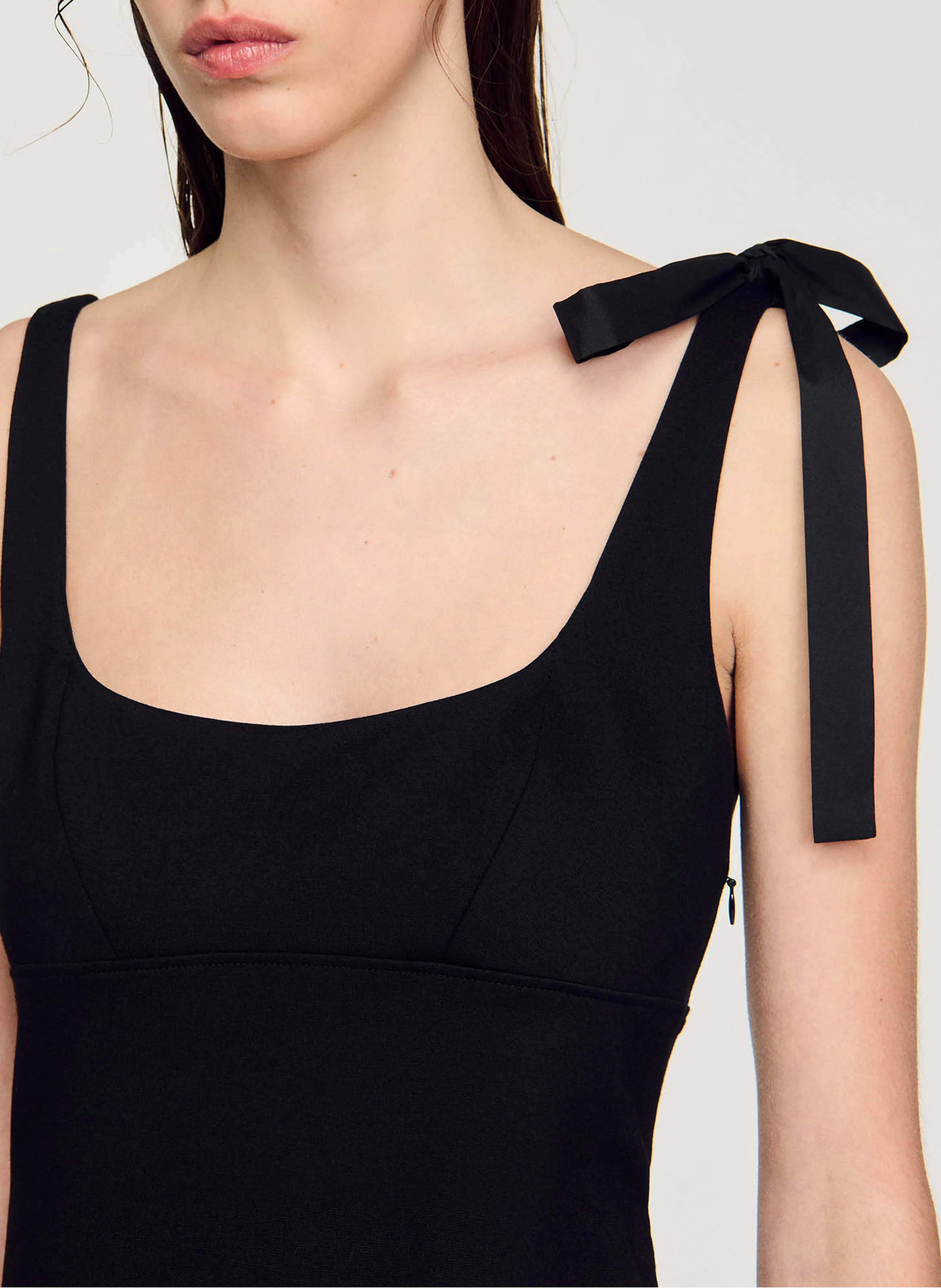 Robe courte bi matière| Noir