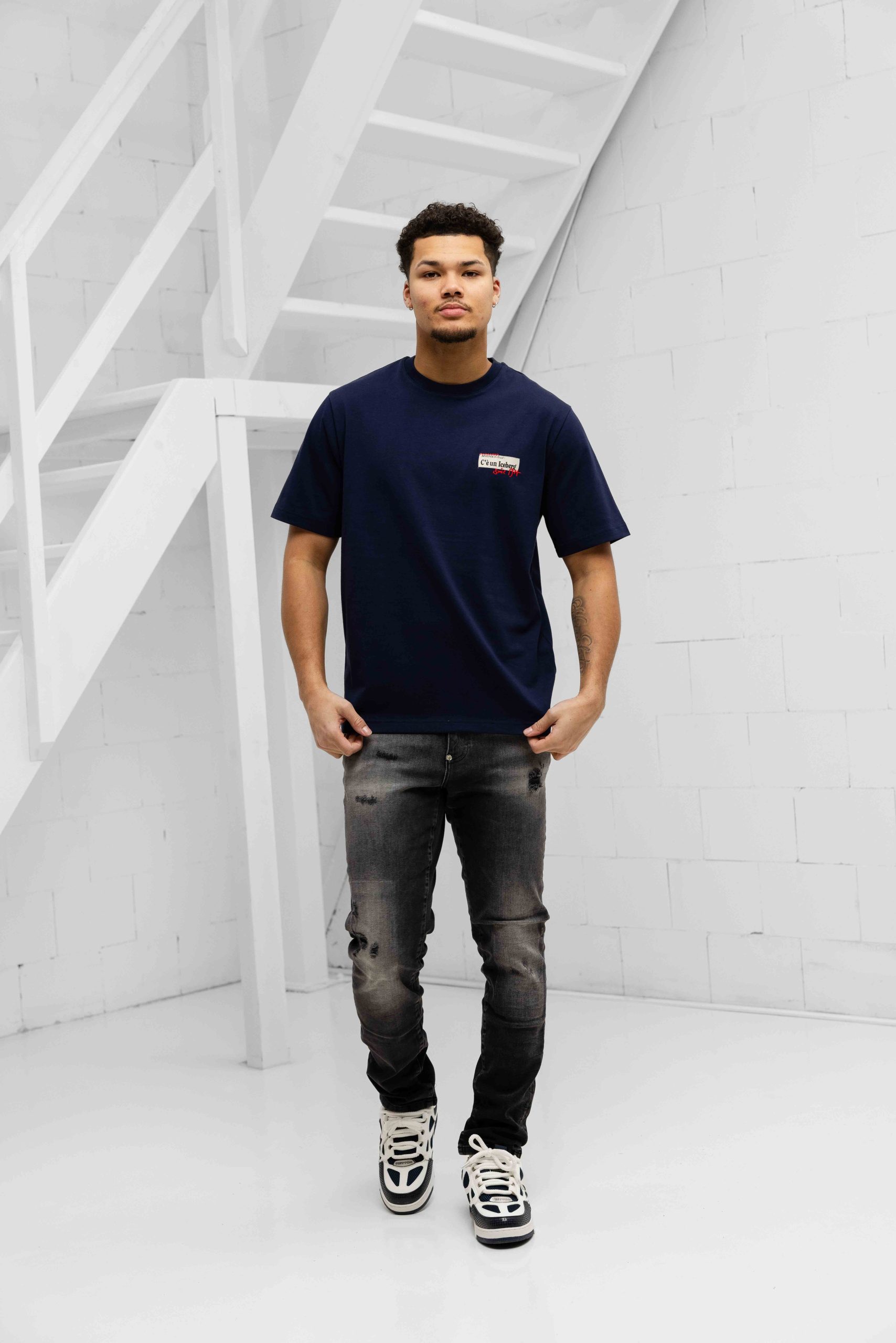 Iceberg 5D F026 Jersey T-Shirt Heren Donkerblauw