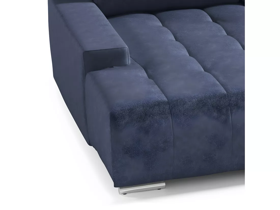Canapé U 5 places convertible coffre Jonas Bleu Marine