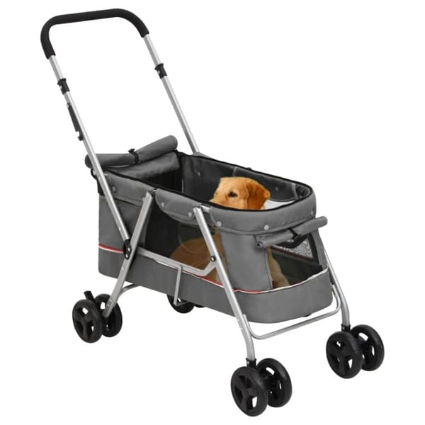 vidaXL Hundevogn sammenleggbar grå 100x49x96 cm linstoff