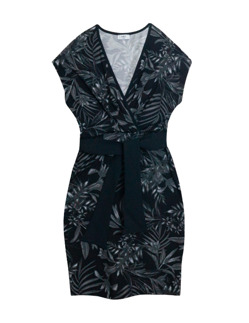 HBT ROBE NINA NOIRE IMPRIMÉ TROPICAL