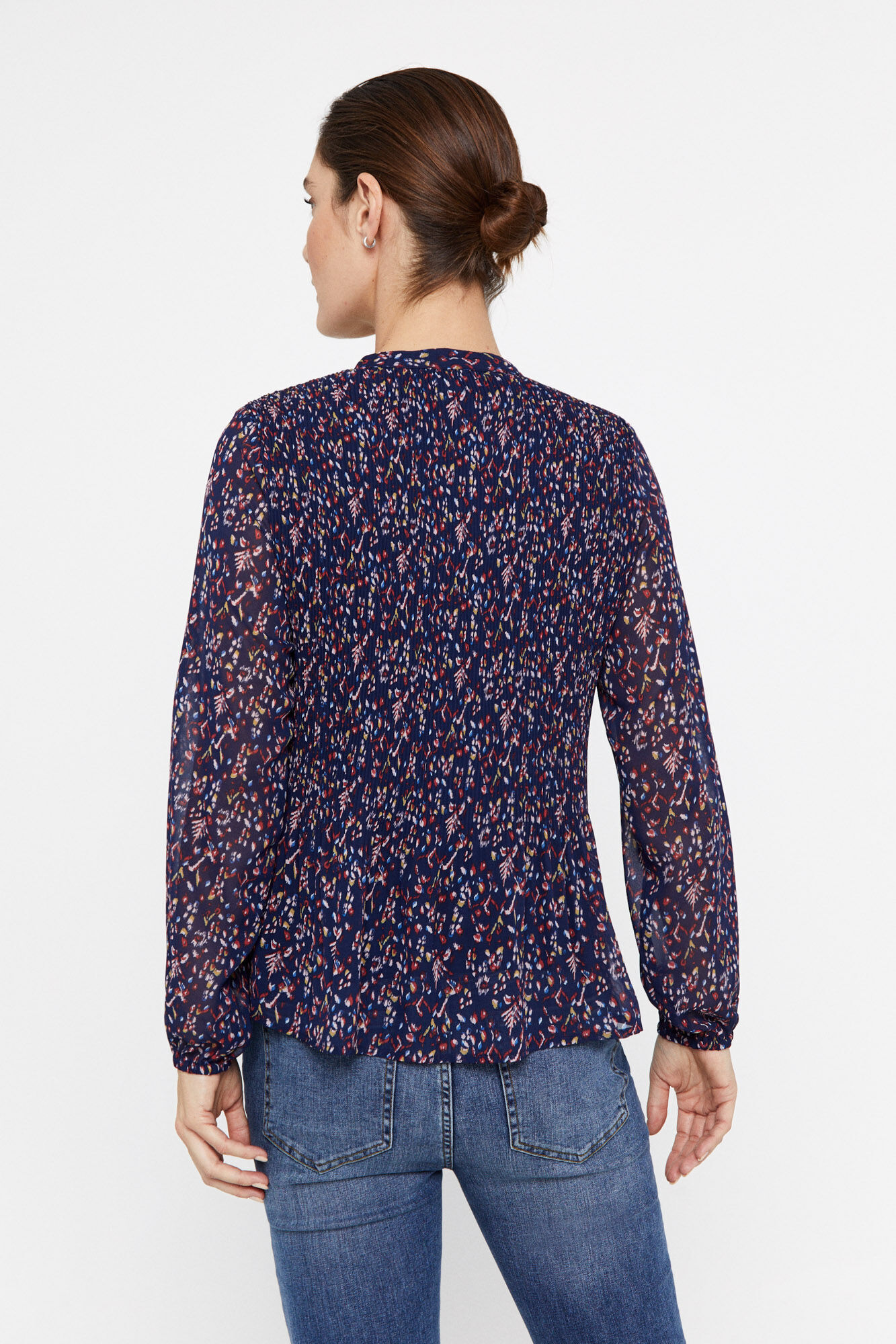 Blusa plissada - Estampa azul