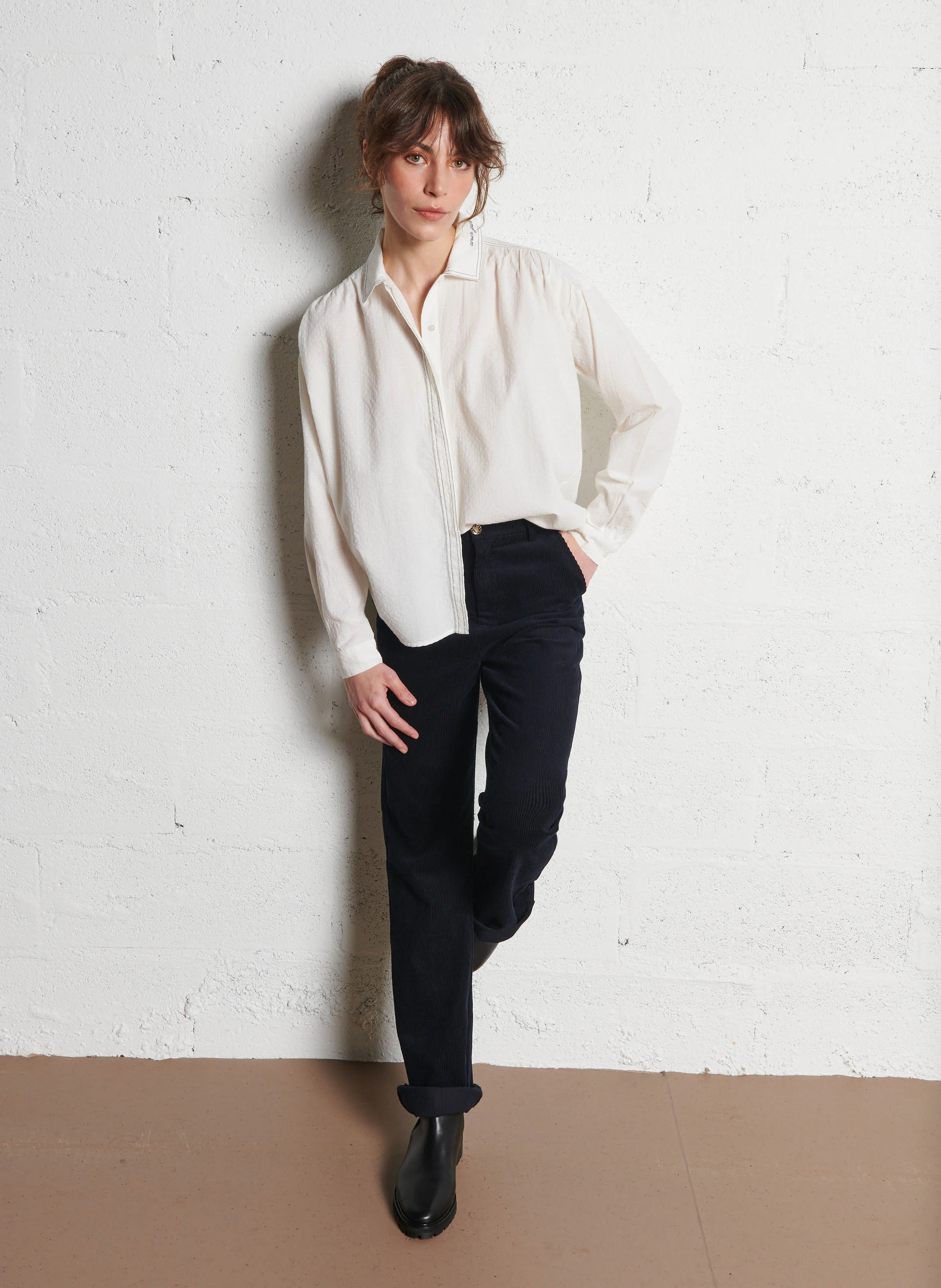Chemise ample en coton| Blanc