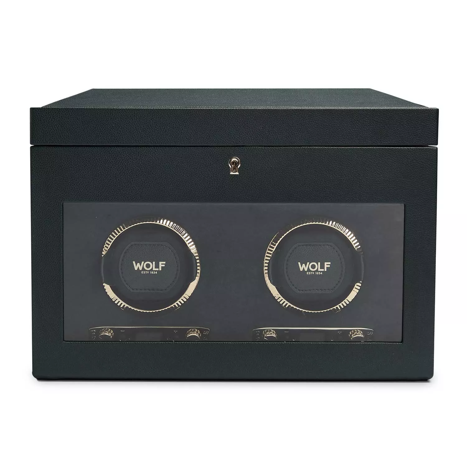 Wolf British Racing Green Watch Winder 2 ure Grøn Imiteret Læder 792241
