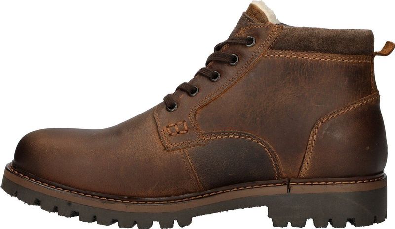 Nelson - Veterboot - Zwart - Leer - Fake-Fur Voering