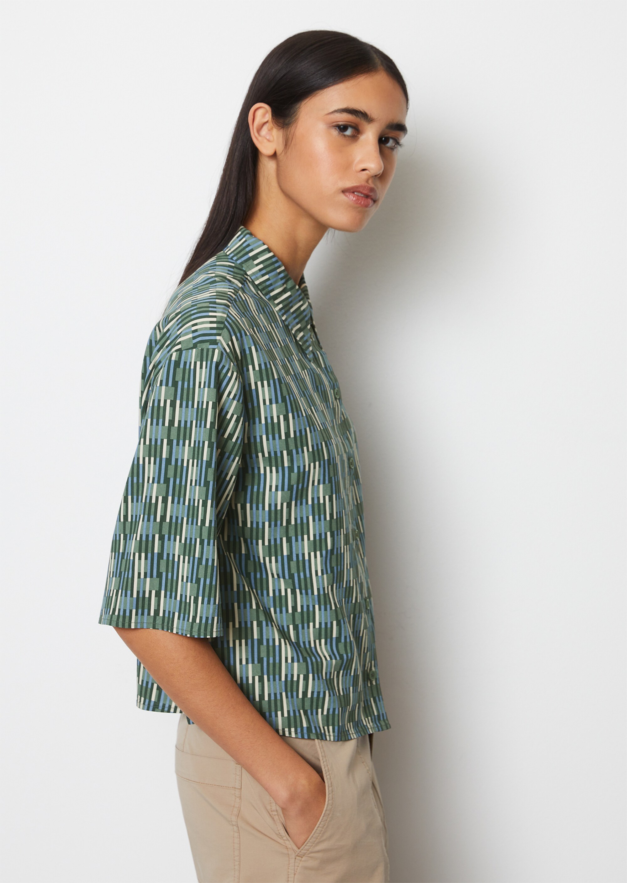 Kurzarm-Bluse regularaus LENZING™ ECOVERO™