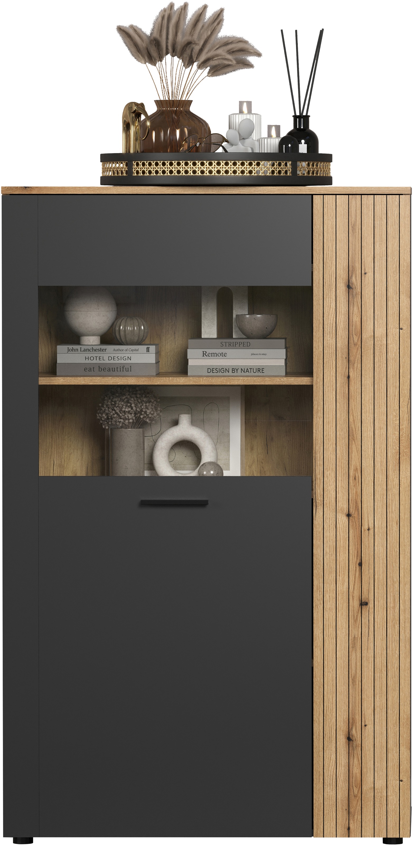 INOSIGN Highboard »Estepona« 1 Stk. tlg. Highboard mit 2 Türen - (B/T/H) 90/42/146 cm