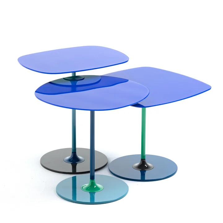 Kartell - Thierry Beistelltisch Trio, blau (3er-Set)