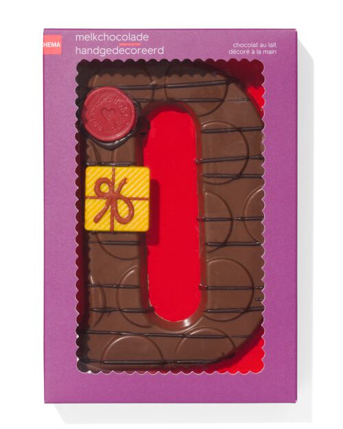 lettre D en chocolat au lait décorée à la main 200g