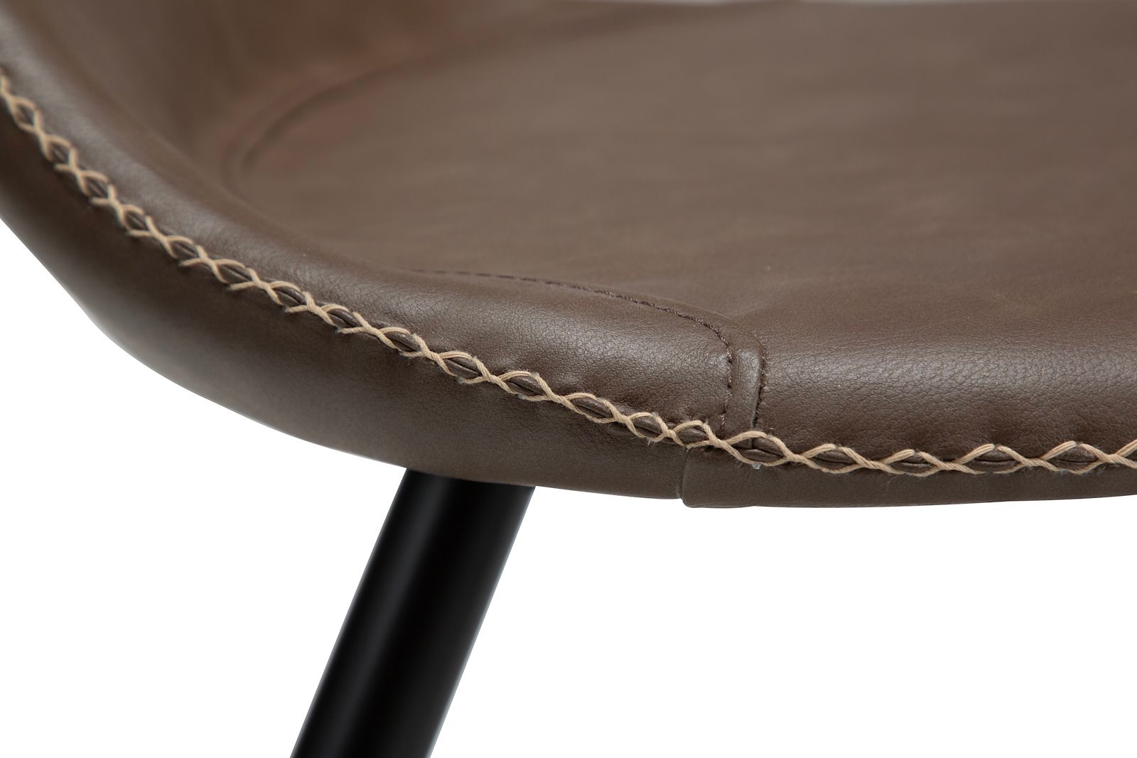 Flair spisestol PU Major Brown og sorte runde ben.