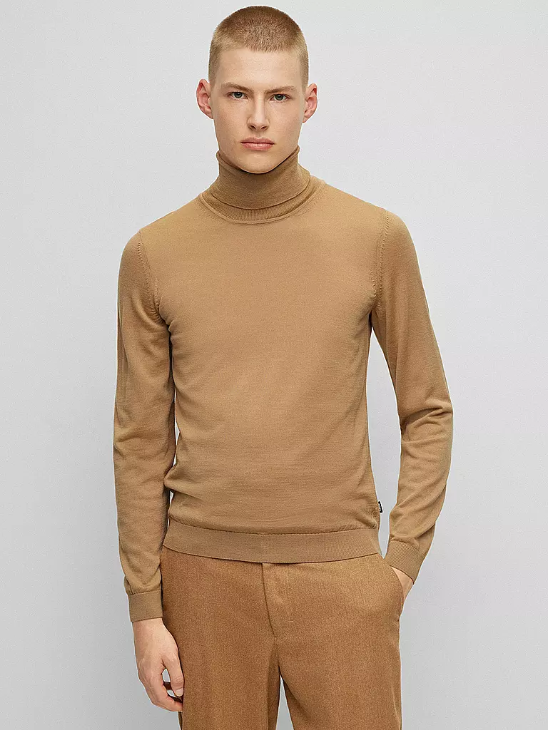 BOSS Rollkragenpullover Slim Fit MUSSO camel