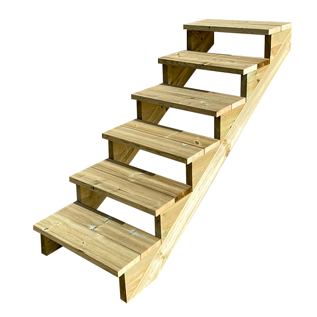 Tuintrap, buitentrap, terrastrap, hout, H105cm, 6 treden, breedte 80cm, ZONDER stootborden