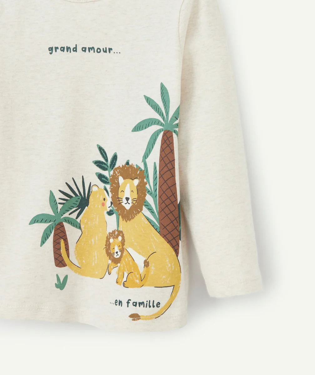 T-SHIRT ÉVOLUTIF À MANCHES LONGUES BÉBÉ GARÇON EN COTON ÉCRU