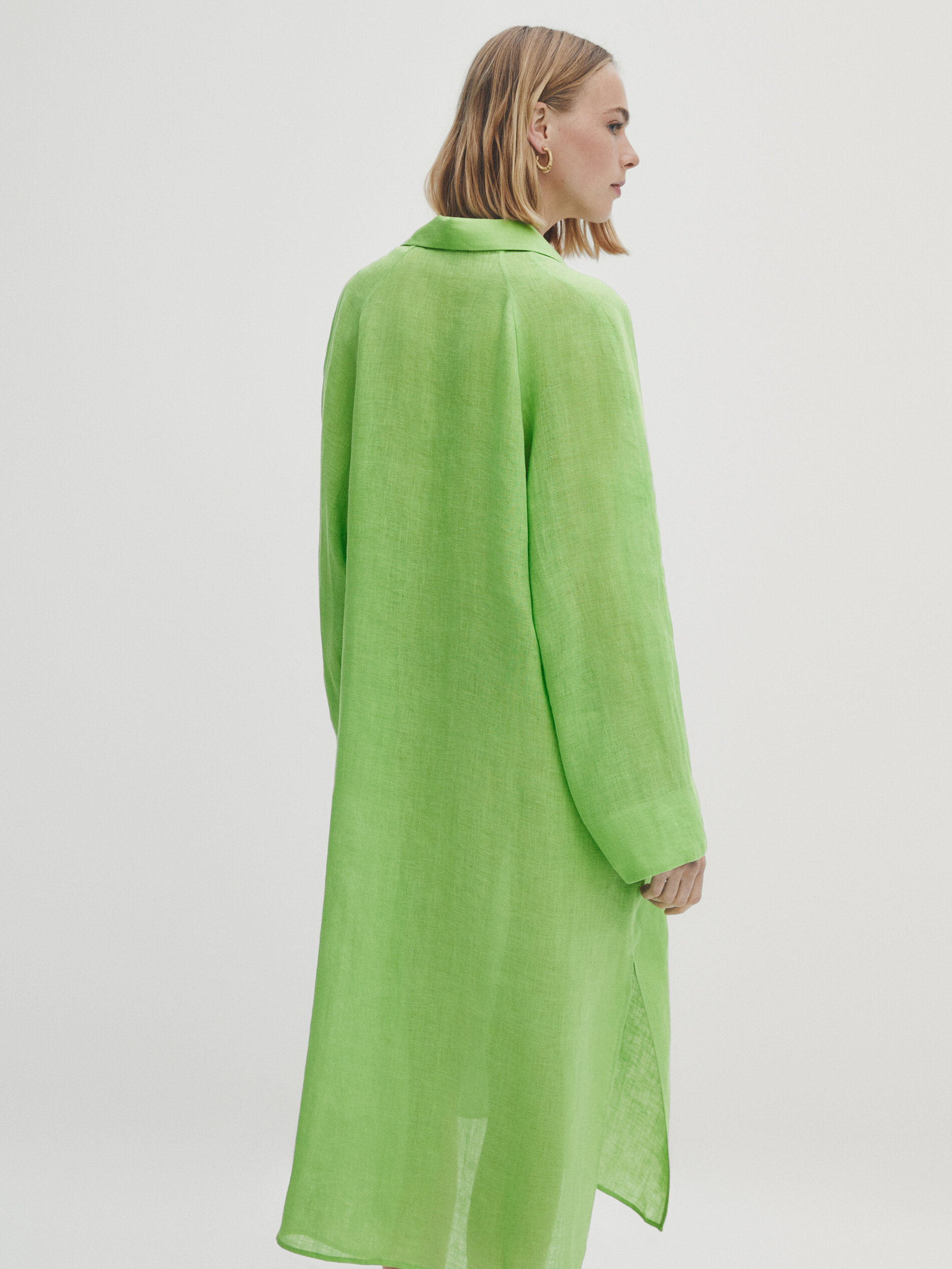 Blusa Maxi 100% Linho com Bolso - VERDE CLARO