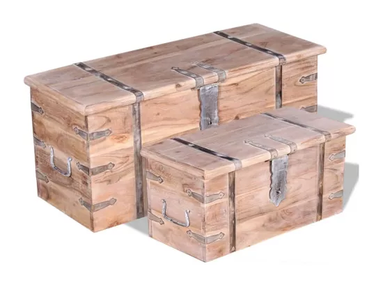Ensemble de deux coffres de rangement Bois d'Acacia