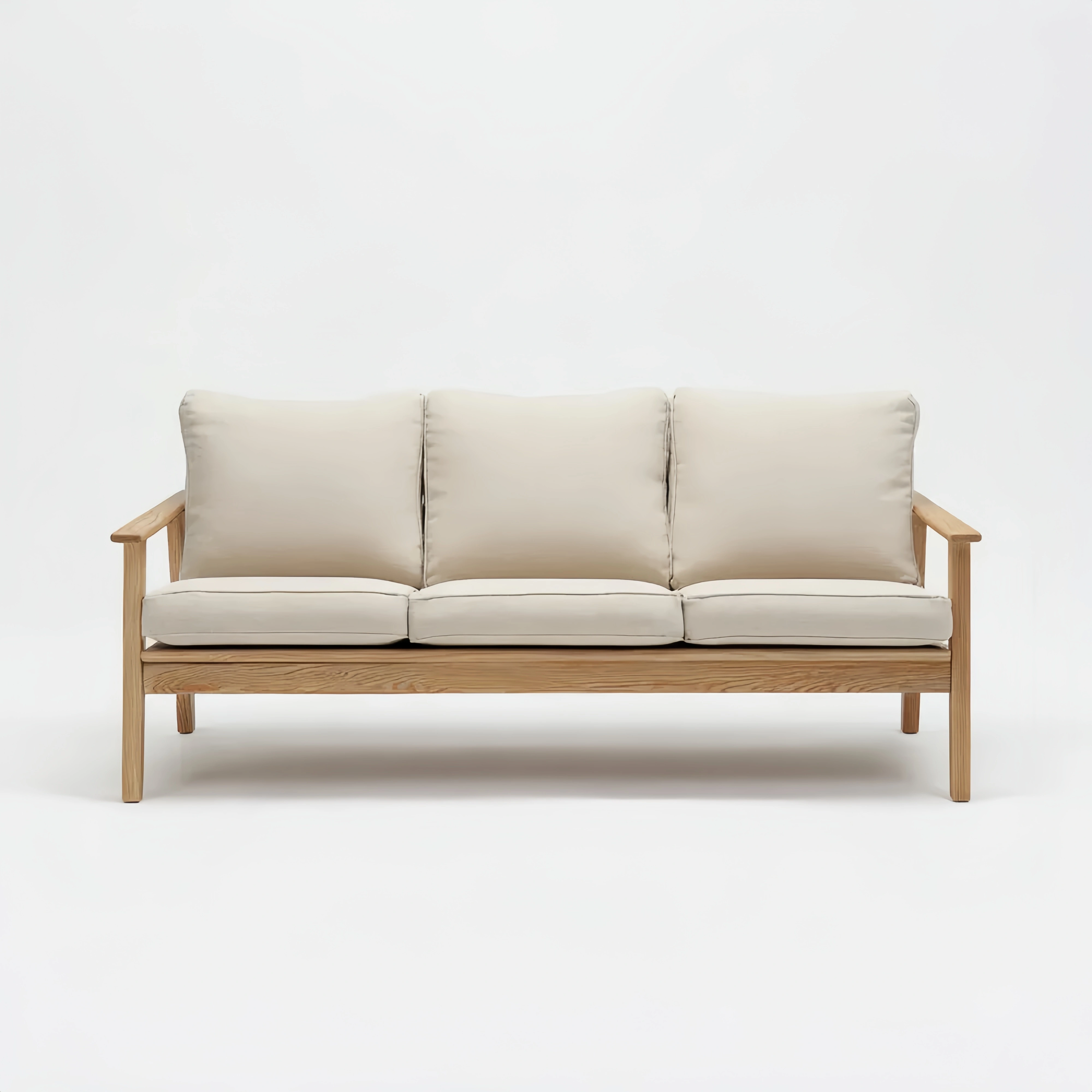 3-Sitzer-Sofa mit Holzrahmen und Stoffpolster 200x80x75 cm – Beige