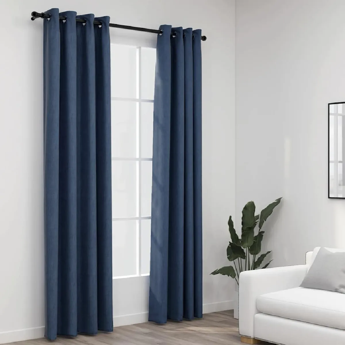 vidaXL Rideaux aspect lin - Bleu - 140x245 cm