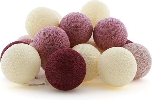 Cotton Ball Lights lichtsnoer Berry starter kit roze/rood 7,4 m met 20 lampen