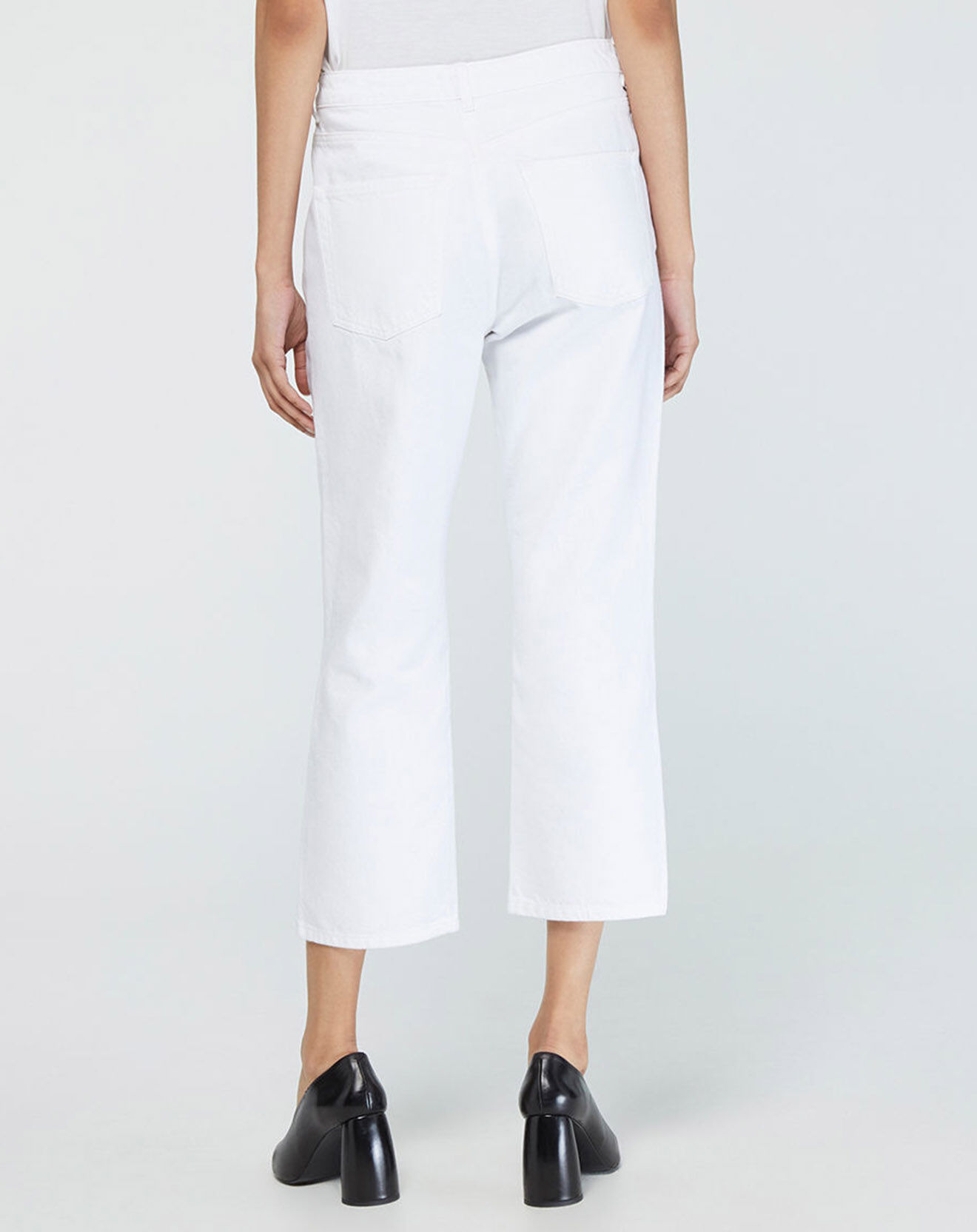 Galeries Lafayette Jean courte cigarette Ediso ajusté 7/8 blanc