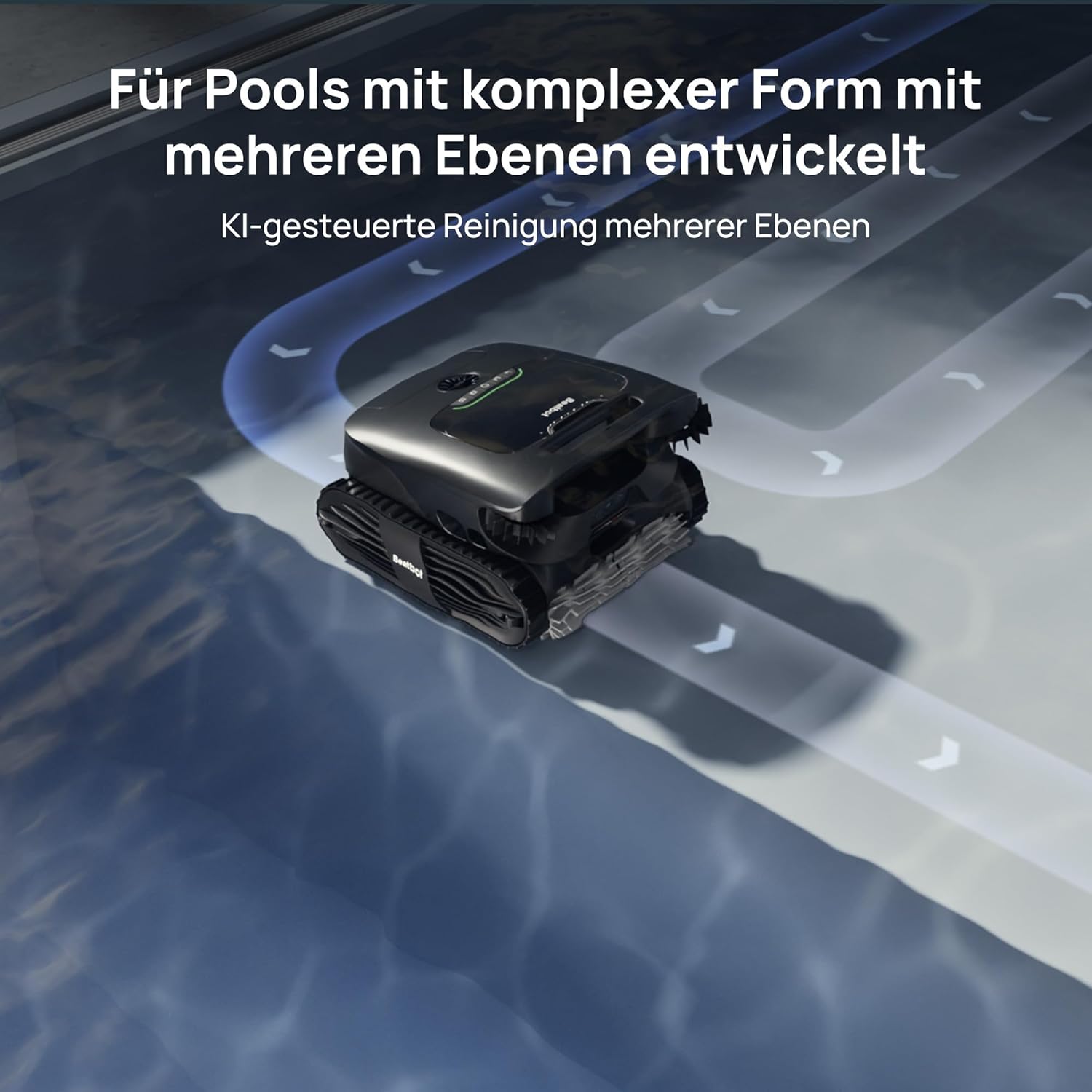 Beatbot AquaSense 2 Ultra Poolroboter, KI Mapping, 5in1 Komplettreinigung, KI-Schmutzerkennung, Mehrstufen-Plattformreinigung, Kabelloser Poolsauger Für Pools bis zu 300m²–Mitternachtblau