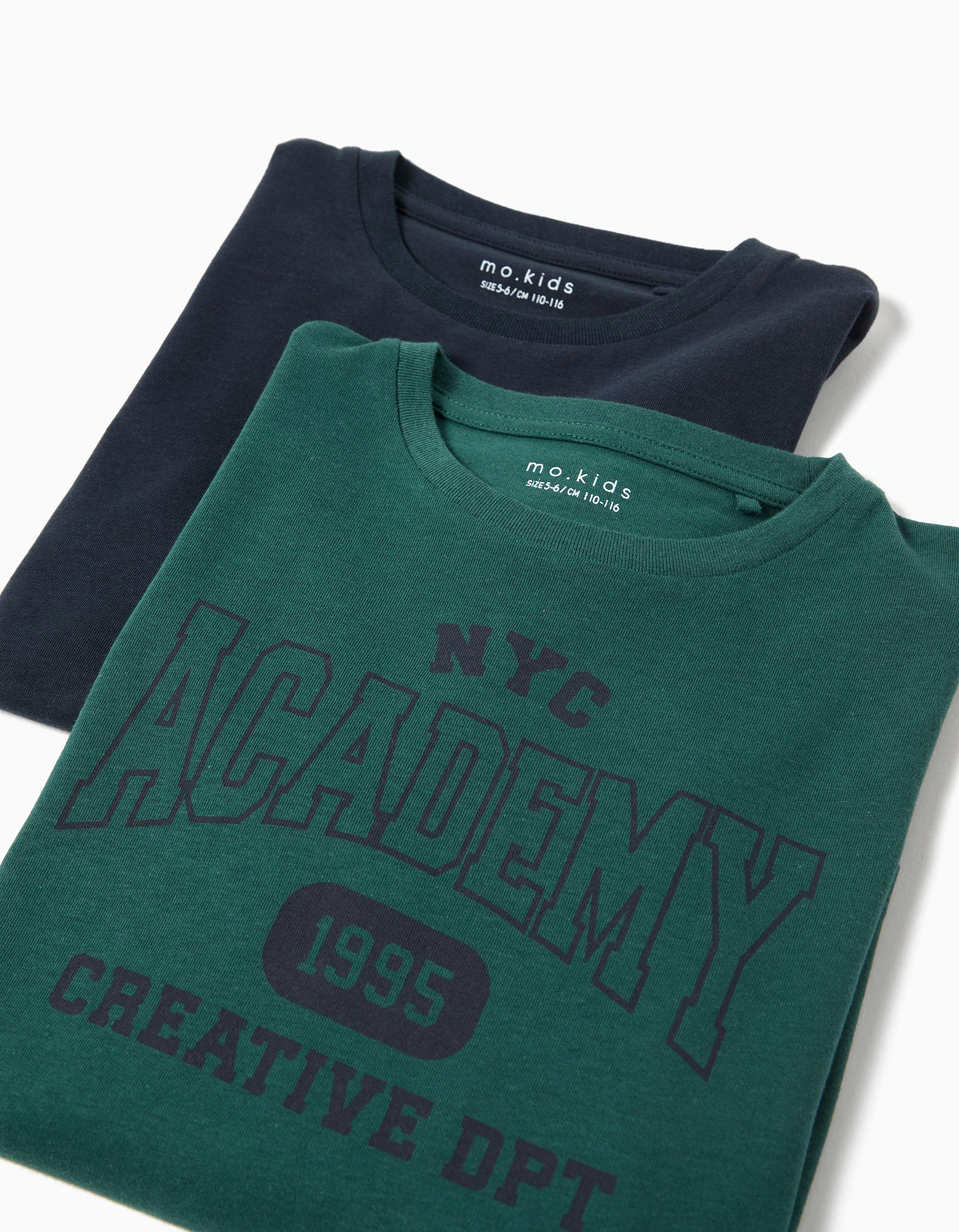 Pack 2 T-shirts de Manga Comprida, Menino, Verde Escuro