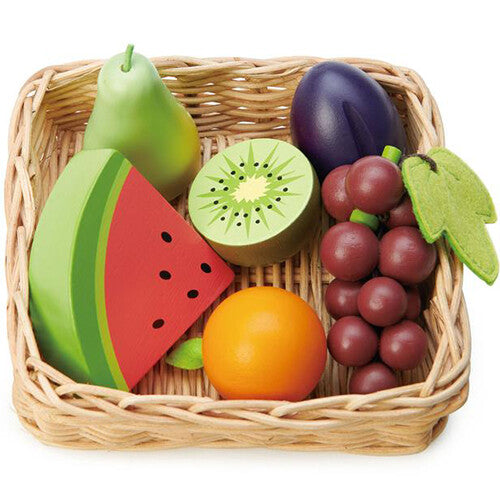 Tender leaf toys gevlochten mand met fruit - 7st