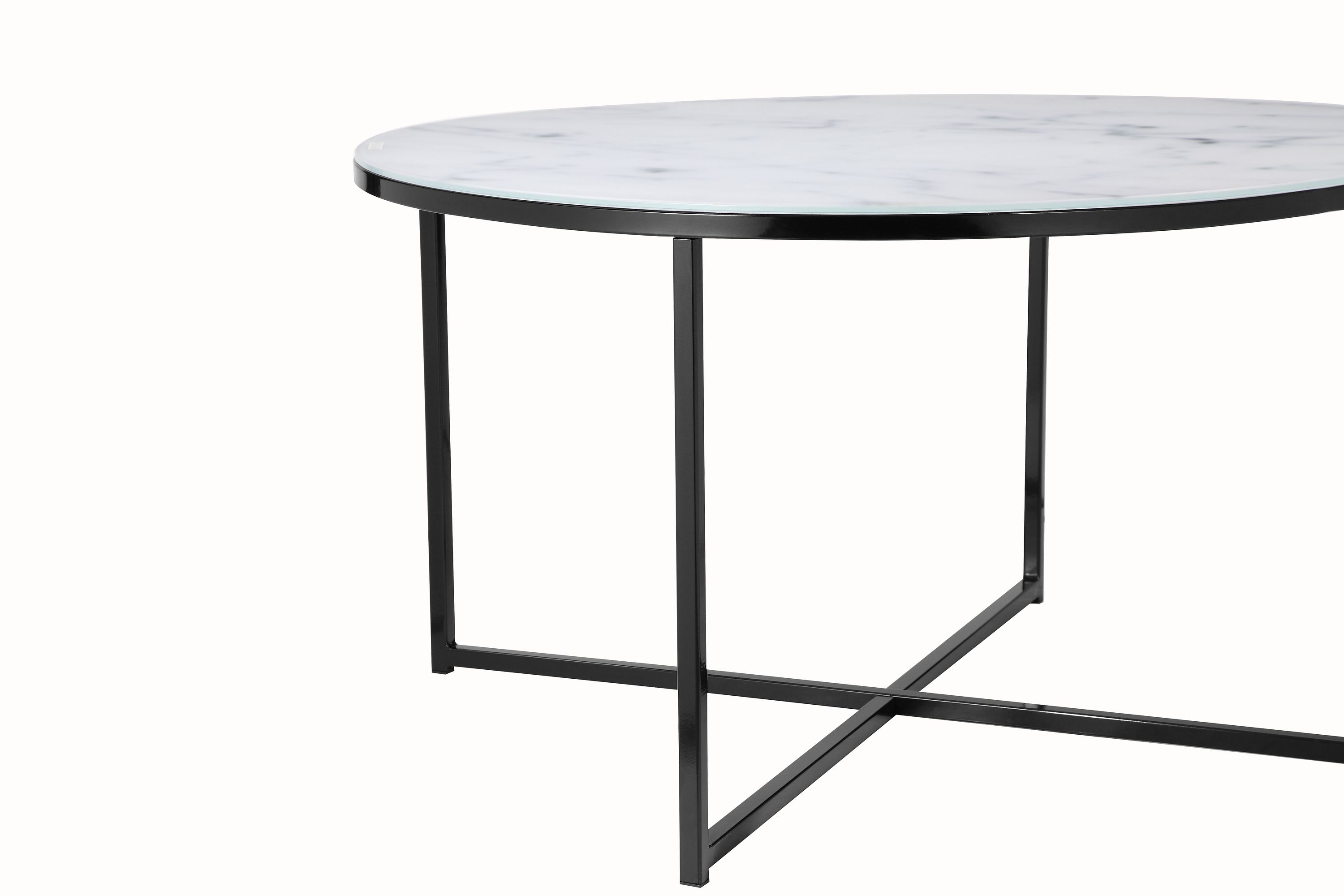 Couchtisch Ø80cm Marmor Optik Glastisch Sofatisch Beistelltisch Wohnzimmer Tisch