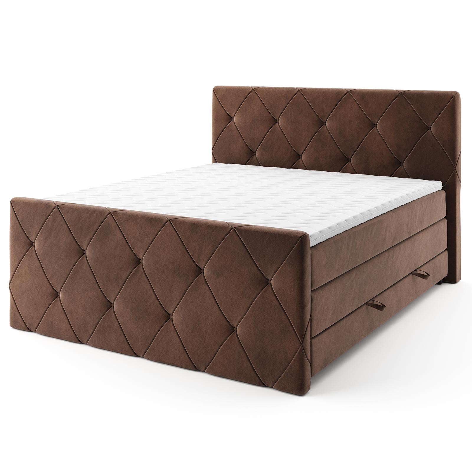 Boxspringbett - braun - H3 - mit Bettkasten - 140x200 cm