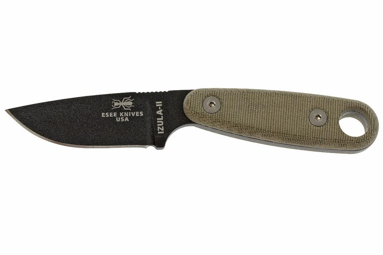ESEE Izula II black IZULA-II-B survivalmes met zwarte schede   riemclip