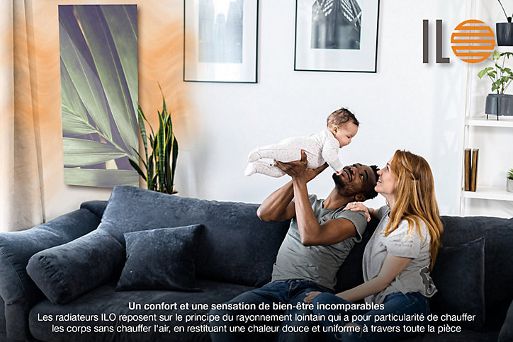 Radiateur électrique à rayonnement avec soufflerie Ilo Fanmix en verre design Feuille de Palmier 1250W