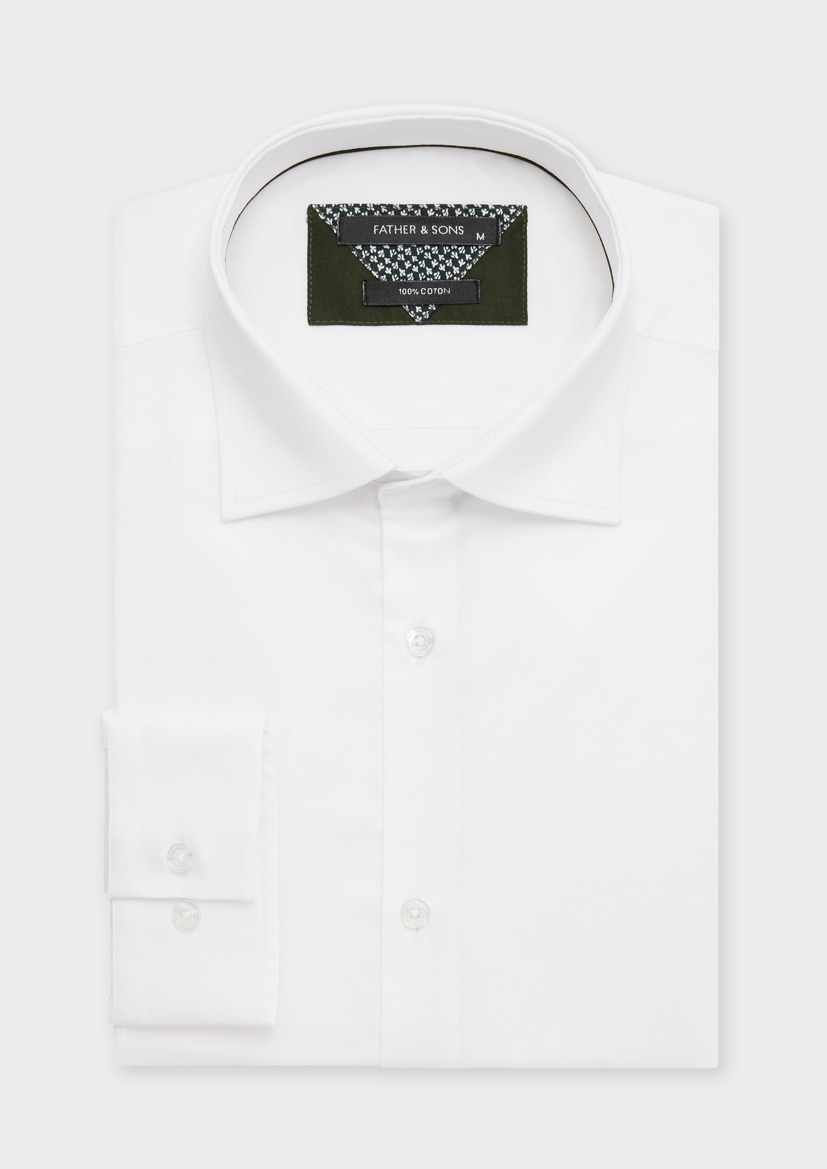 Chemise habillée Slim en satin de coton uni blanc